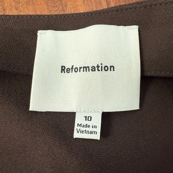 Reformation Carla Low Waist Mini Skirt Mole Brown Size 10 - Picture 6 of 10